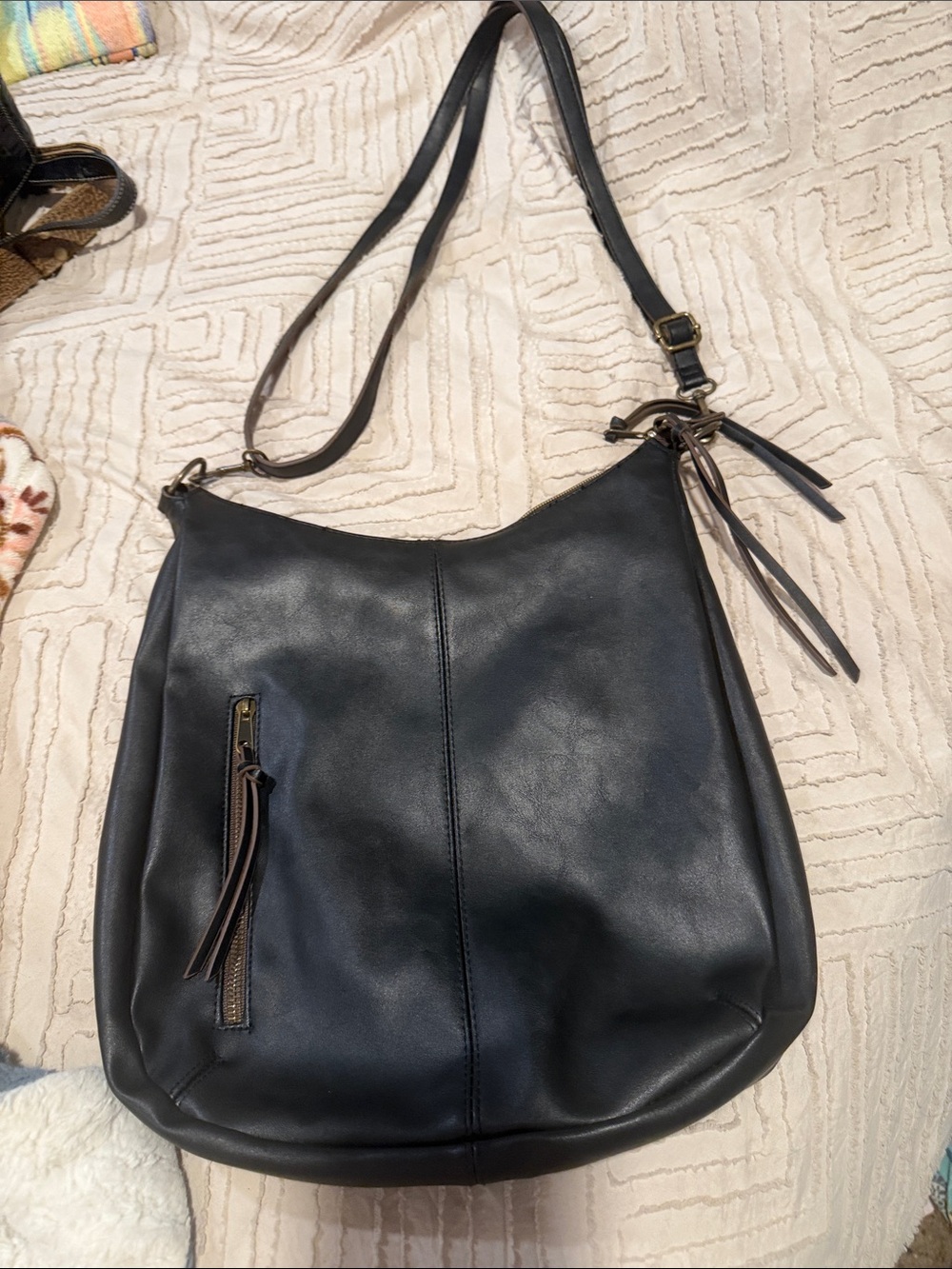 Sleek Black Leather Shoulder Hobo Bag